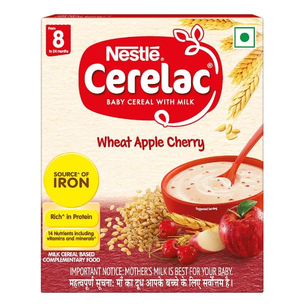 Nestle Cerelac Stage 2 (8 Months+) Powder - Wheat Apple Cherry 300 gm (Refill Pack) - Baby And Infant Supplements