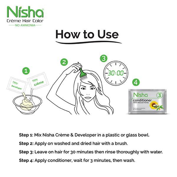 Nisha Creme Hair Color - 1.0 Natural Black 60 gm - Crème