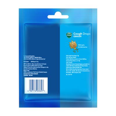 Vicks Cough Drops - Ginger 20's - Sore Throat Lozenges