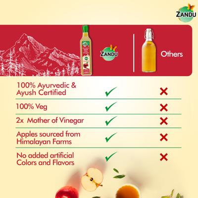 Zandu Himalayan Apple Cider Vinegar 500 ml - Apple Cider Vinegar - Acv