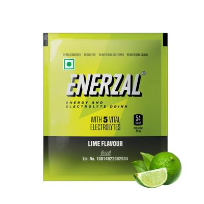 Enerzal Energy and Electrolyte Drink Powder - Lime Flavour 50 gm (N) - Energy Drinks