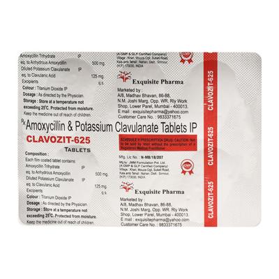 CLAVOZIT 625mg Tablet 6's - Bacterial Infections-Pen