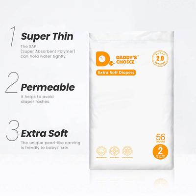 Daddy's Choice Tape Style Baby Diapers - (M) 56's - Diapers & Wipes