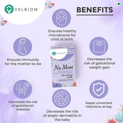 Velbiom Nu Mom Pre & Probiotic Veg Capsule 15's - Digestive Health