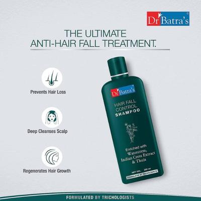 Dr Batra's Hair Fall Control Shampoo 200 ml + Hair Fall Control Serum 125 ml + Hair Oil 200 ml - Hair Treatment