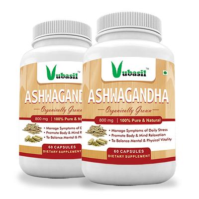 Vubasil Ashwagandha 800 mg Capsule (Pack of 2 x 60's) - Ashwagandha