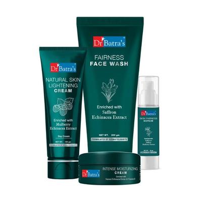 Dr Batra's Fairness Face Wash 100 gm + Natural Skin Lightening Cream 100 gm + Skin Fairness Serum 50 gm + Intense Moisturizing Cream 100 gm - Personal Care (Ayush)