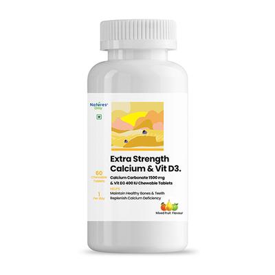 Natures Only Extra Strength Calcium 1500 mg & Vitamin D3 400 IU Chewable Tablets 60's - Multi-Vitamins