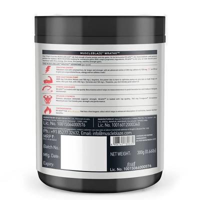 MuscleBlaze Pre Workout WrathX Powder - Voodoo Black 300 gm - Workout Essentials