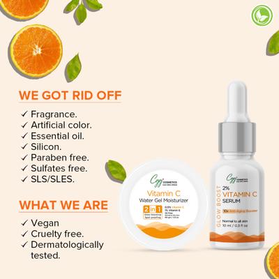 CGG Cosmetics 2 in 1 Vitamin C Water Gel Moisturizer 90 gm + Free Vitamin C Serum 10 ml - Face Moisturizers