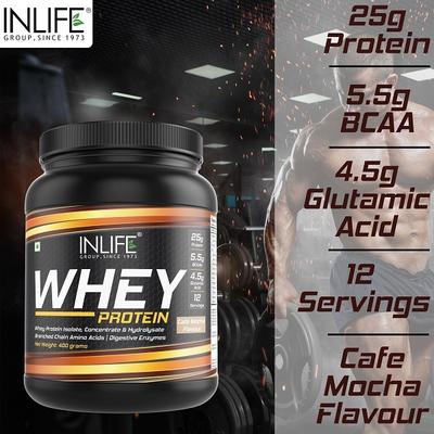 Inlife Whey Protein Powder - Cafe Mocha 400 gm - Whey Proteins