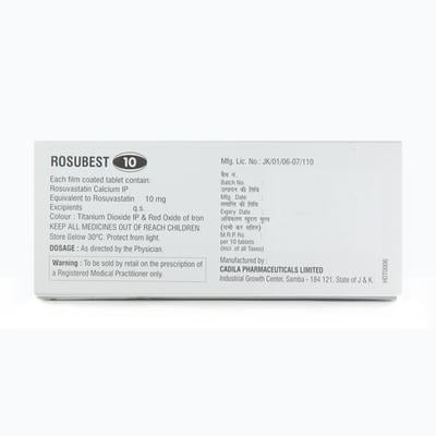 Rosubest 10mg Tablet 10'S - High Cholesterol-Dys