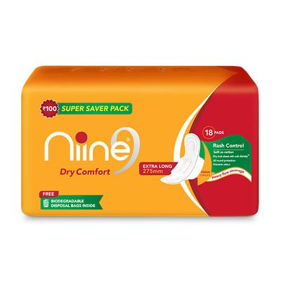 Niine Sanitary Pads Extra Long (Pack of 4 x 18's) - Sanitary Napkins