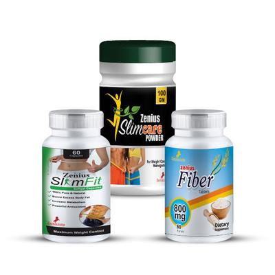 Zenius Slimfit Capsule 60's + Slimcare Powder 100 gm + Fiber 800 mg Tablet 60's 1's - Personal Care (Ayush)