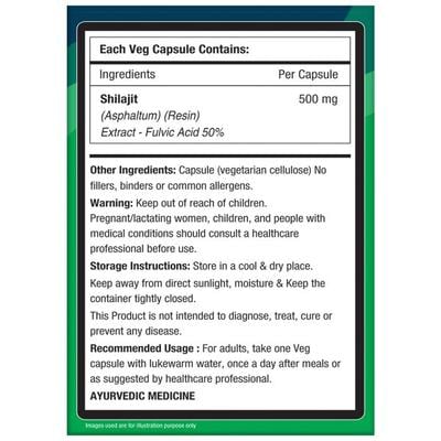 NourishVitals Premium Shilajit 500 mg Veg Capsule 60's - Sexual Care