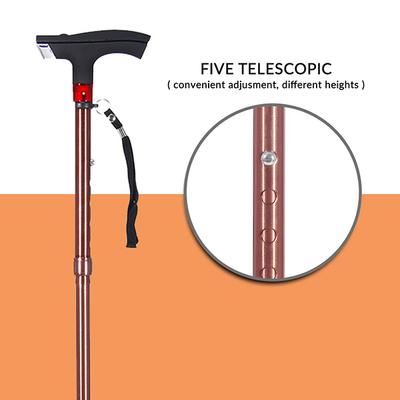 MCP Smart Folding & Height Adjustable Walking Stick with (Led Flashlight + SOS Alarm) - One Leg - Walker & Walking Stick