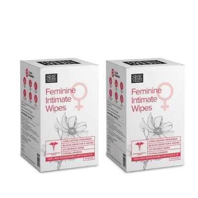 SheNeed Feminine Intimate Wipes 25 Wipes(Pack Of 2) 50 gm - Intimate Care