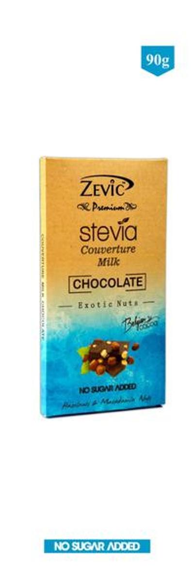 Zevic Couverture Milk Chocolate - Macadamia & Hazelnut 90 gm - Nutritional Bars
