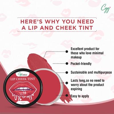 CGG Cosmetics Lip & Cheek Tint Balm SPF 15 - Go Rouge (125) 7 gm - Lip Balms