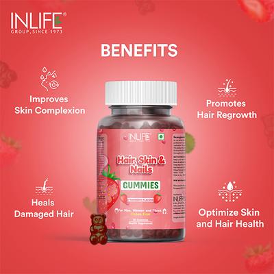 Inlife Hair, Skin & Nail Gummies - Strawberry 30's - Hair & Skin