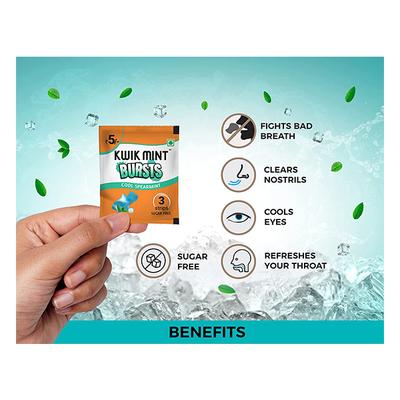 Kwikmint Bursts Strips - Cool Spearmint (Pack of 40 x 3's) - Nicotine Gums/Lozenges