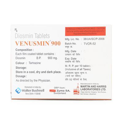 Venusmin 900mg Tablet 10'S - Varicose Veins-Phl
