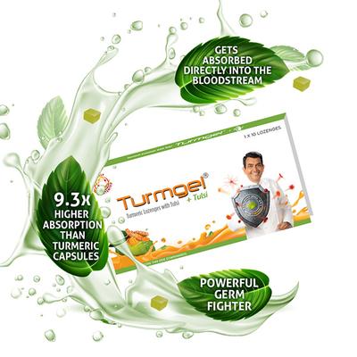 Turmgel Tumeric Lozenge - Tulsi (Pack of 10 x 10's) - Sore Throat Lozenges
