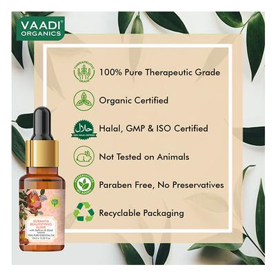Vaadi Herbals 100% Pure Essential Oil - Suramya Beautifying Elixr with Saffron & Gold Leaves 10 ml - Essential Oils