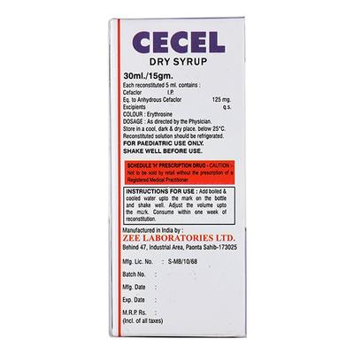 CECEL 125mg Dry Syrup 30ml - Bacterial Infections-Cep