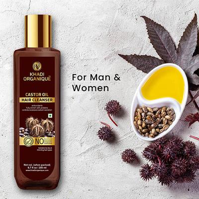 Khadi Organique Hair Cleanser - Castor Oil 200 ml - Personal Care (Ayush)