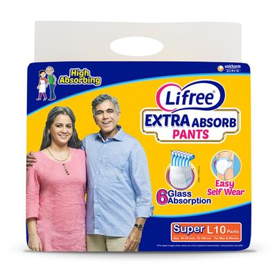 Lifree Extra Absorb Diaper Pants - Super (L) 10's - Adult Diapers & Pads