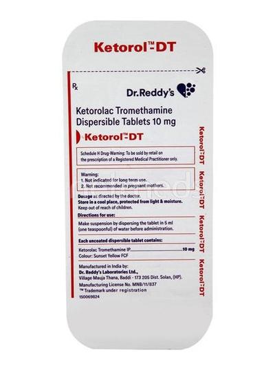 Ketorol DT 10mg Tablet 10'S - Pain relief-Nsa