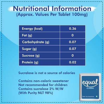 Equal Classic Sweetener Tablet (Pack of 6 x 300's) 1's - Sweeteners
