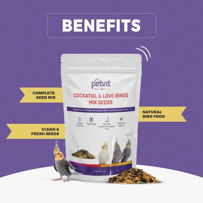Petvit Bird Food for Cockatiel & Lovebirds Mixed Seed 1000 gm - Petfood
