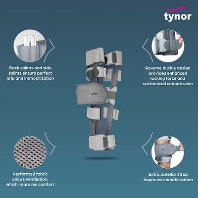Tynor Knee Immobilizer Urbane 19 Inches x 48 cm (S) (D 42) - Knee/Ankle/Leg/Foot Supports