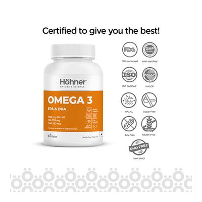 Hohner Omega 3 EPA & DHA Softgel Capsule 60's - Omega Fish Oil Fatty Acids