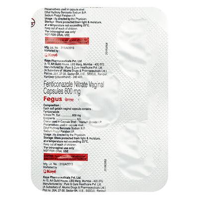 FEGUS 600 Vaginal Capsule 1's - Fungal Infections-Anf