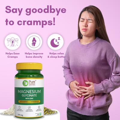 Pure Nutrition Magnesium Glycinate with Zinc 350 mg Veg Tablet 60's - Calcium And Minerals