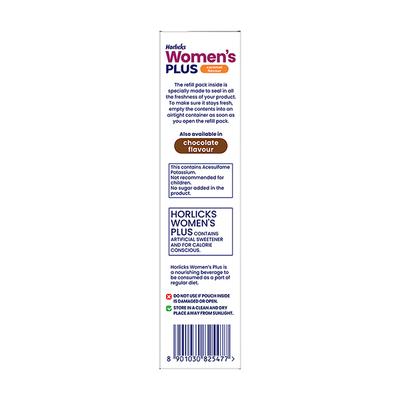 Women's Plus Horlicks No Added Sugar Powder - Caramel Flavour 400 gm (Refill Pack) - Daily Health Drinks