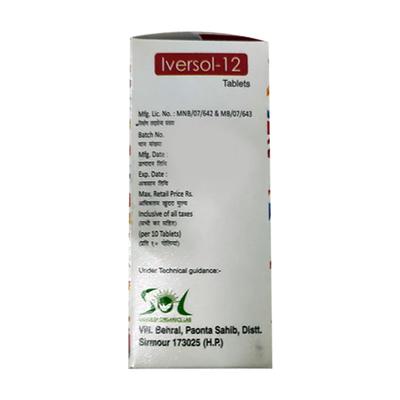 IVERSOL 12 Tablet 10's - Parasitic Worms-Ant
