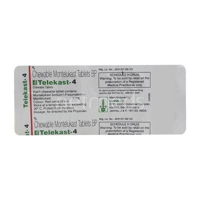Telekast 4mg Tablet 10'S - Asthma/COPD-Ast