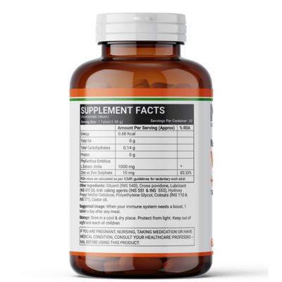 Inlife Natural Vitamin C + Zinc 1000 mg Tablet - Orange Flavour 60's - Vitamin C