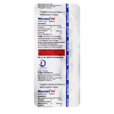 MECOFORT PG Tablet 10's - Neuropathic Pain-Dru