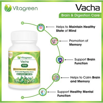 VitaGreen Vacha Capsules 60's - Herbal Dietary Supplement