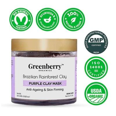 Greenberry Organics Brazilian Rainforest Purple Clay Mask 100 gm - Masks & Peels