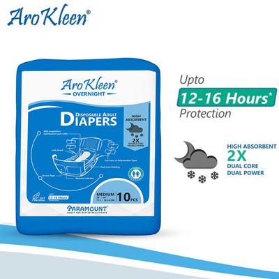 AroKleen Overnight Disposable Adult Diapers (M) (71.1 cm - 101.6 cm) (Pack of 6 x 10's) 1's - Adult Diapers & Pads