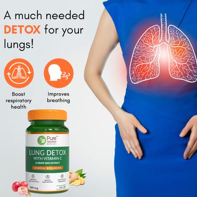 Pure Nutrition Lung Detox with Vitamin C & Grape Seed Extract 800 mg Veg Capsule 60's - Vital Health