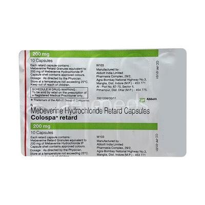 Colospa Retard 200mg Capsule 10'S - Muscle Spasm-Ant