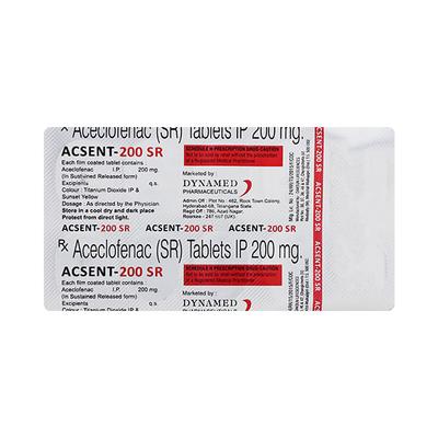 ACSENT SR 200 Tablet 10's - Pain relief-Nsa