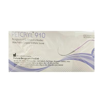 Dolphin Petcryl Polyglactin 910 Coated & Braided Suture (TS 2382) (2-0) (90 cm) - Violet - Sutures